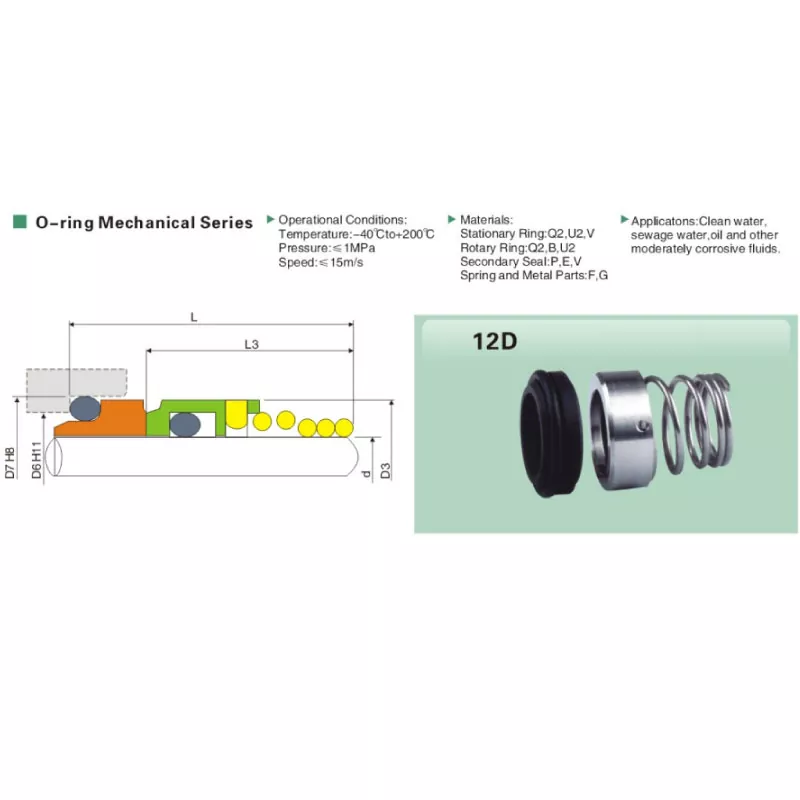 12D Single Spring Mechanical Seal